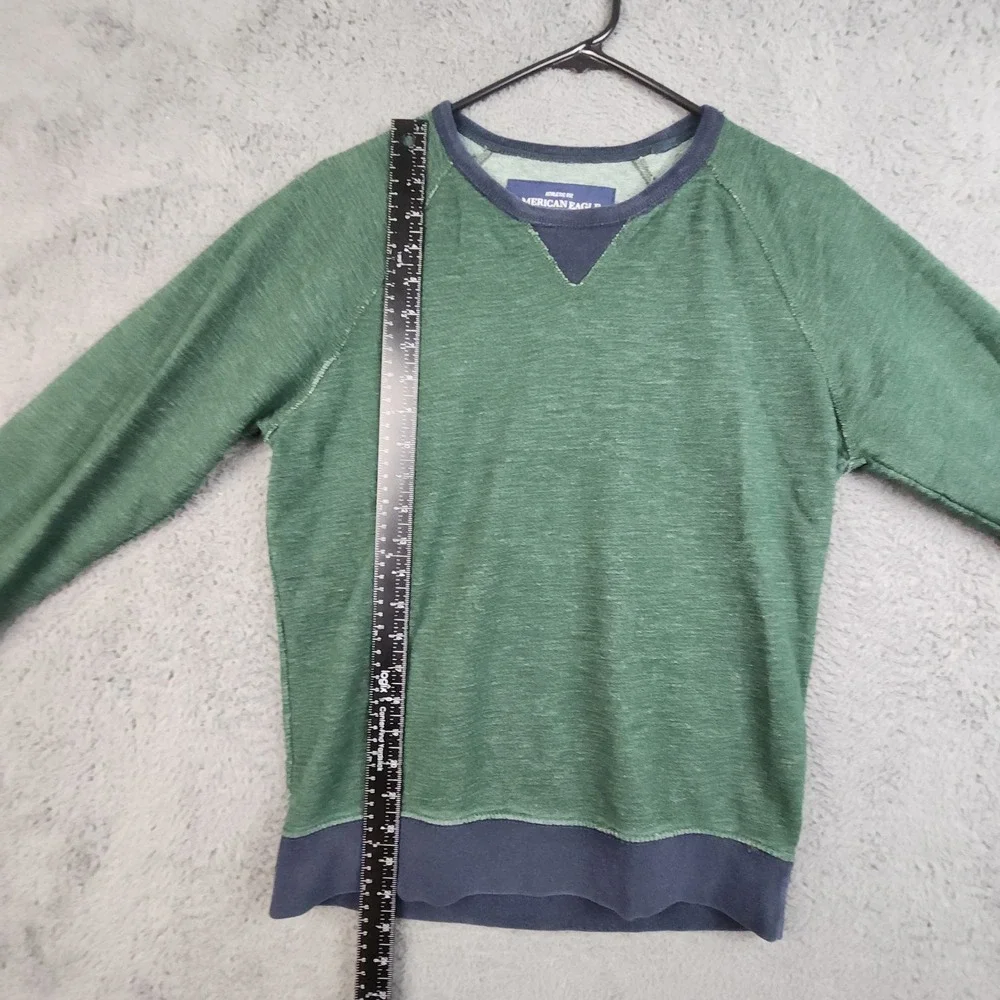 American Eagle Crewneck Mens XS Green Green/Navy Raglan Preppy Pullover Gorpcore
